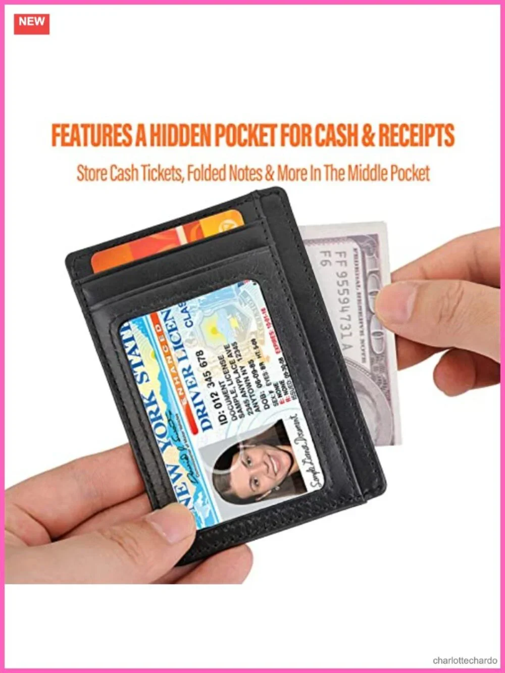 Slim RFID Blocking Leather Card Holder Wallet for Women